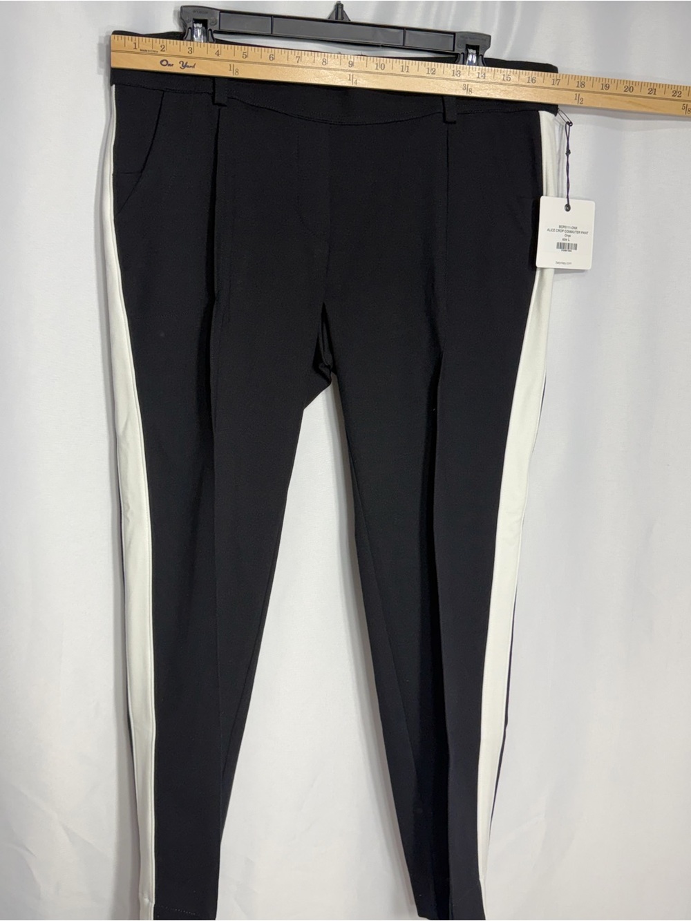 Belyn Key Black Pants with White Side Stripe size L new w tags - Picture 4 of 12